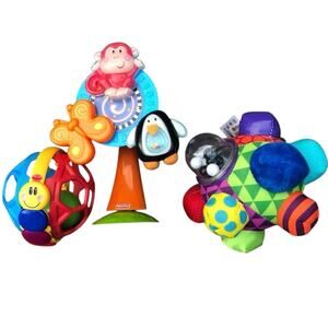 Baby Toy Bendy Ball Rattle Bumpy Ball Twist Spin Suction High Chair Lot of 3